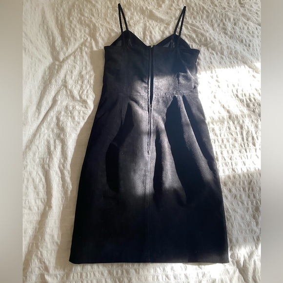 Vintage Genuine Leather Suede Mini Dress in Black - Picture 4 of 9